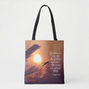 Bolso De Tela Salmo 91:4 Te cubrirá con sus plumas