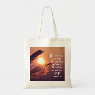 Bolso De Tela Salmo 91:4 Te cubrirá con sus plumas