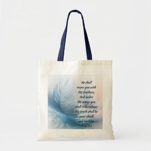 Bolso De Tela Salmo de levantamiento inspirador 91:4 con sus ala