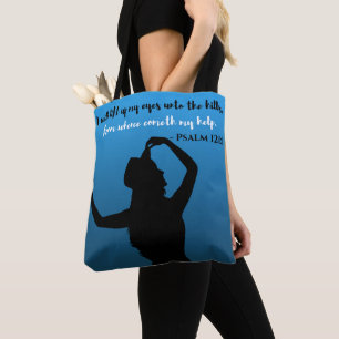 Bolso De Tela Salmo tote azul y negro de 121