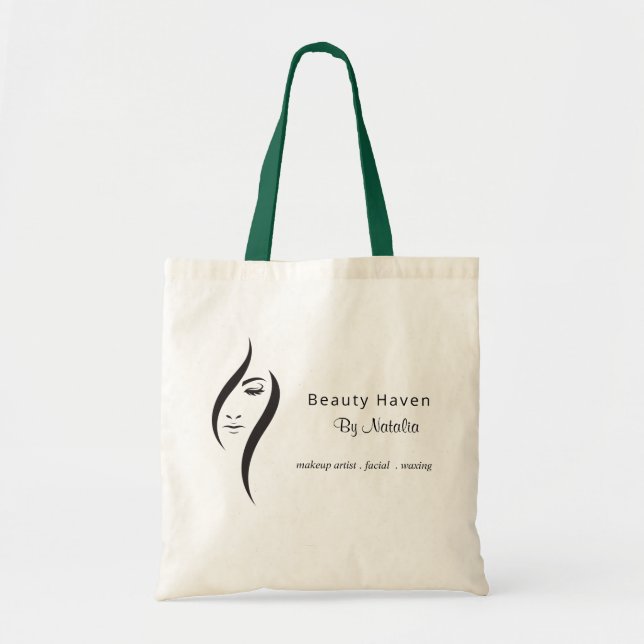 Bolso De Tela Salón De Belleza Blanco Y Negro Simple (Frente)