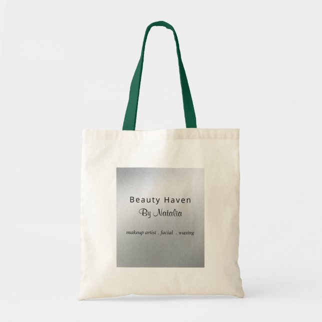 Bolso De Tela Salón de belleza plateado del glamur (Frente)