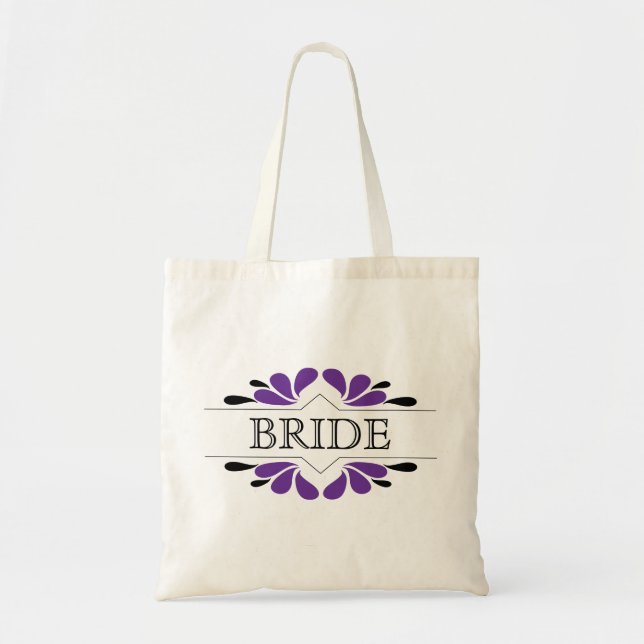 Bolso De Tela Salpica de NOVIA púrpura y negra (Frente)