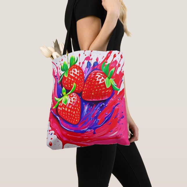 Bolso De Tela Salpicadura de Fresa Vibrante (Detalle)