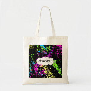 Bolso De Tela Salpicadura de neón retra fresca de la pintura en