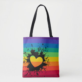 Bolso De Tela Salpicadura LGBT del corazón de las rayas del arco