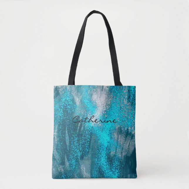 Bolso De Tela Salpicaduras de chispas azules luminosas  (Anverso)