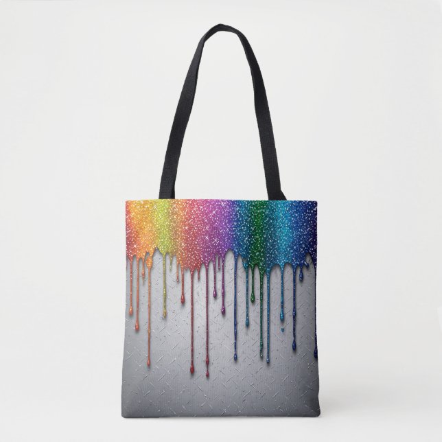 Bolso De Tela Salpicaduras de pintura de arcoíris vibrante (Anverso)