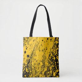 Bolso De Tela Salpicaduras de pintura negra y amarilla