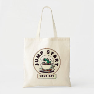 Bolso De Tela Salta Comienza Tu Día Rana Cute Y Café Tote Bag