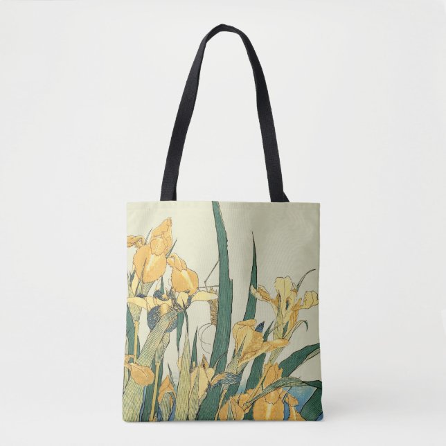 Bolso De Tela Saltamontes Hokusai y el iris Japón (Anverso)