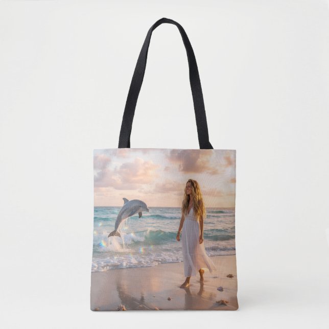 Bolso De Tela Salto de delfín alegre (Anverso)