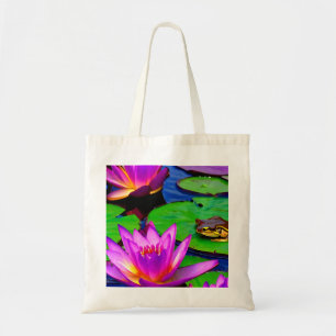 Bolso De Tela Saltos de agua vibrantes lirios y rana
