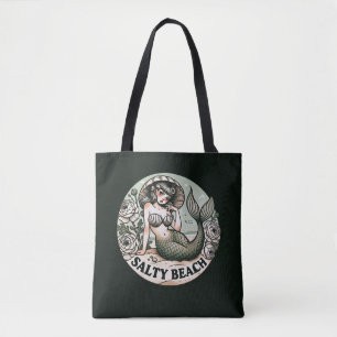 Bolso De Tela Salty Beach Mermaid Humor Funny Mermaids