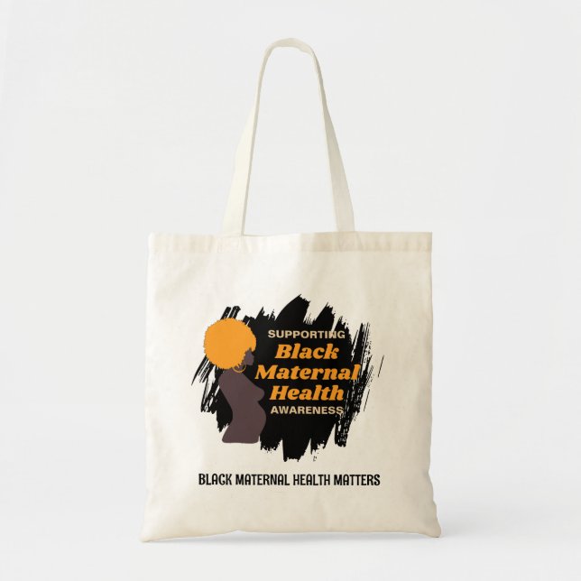 BOLSO DE TELA SALUD MATERNA NEGRA QUE RESPALDA LA CONCIENCIA (Frente)