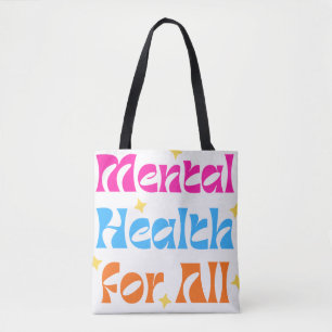 Bolso De Tela : 'Salud Mental Para Todos' Tipografía Retro