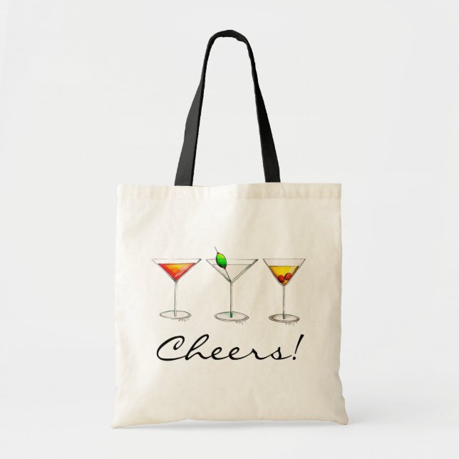 Bolso De Tela Salud! Tote Martini Cosmo Manhattan Bar (Frente)