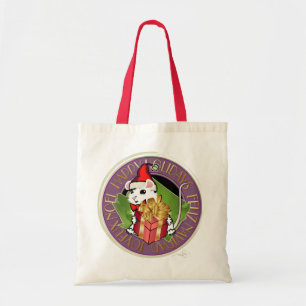 Bolso De Tela Saludo de feriado del ratón para Navidades blancos