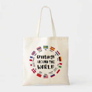 Bolso De Tela Saludos alrededor del mundo, Hola en todos los idi