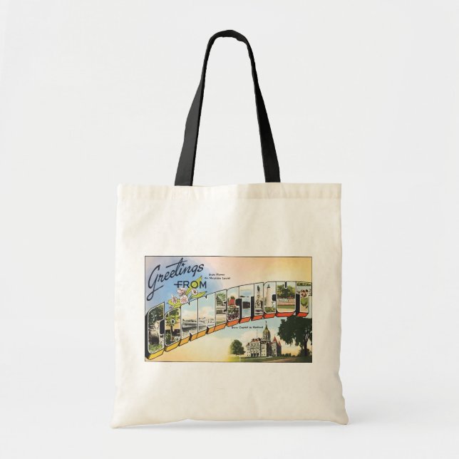 Bolso De Tela Saludos de Connecticut, vintage (Frente)