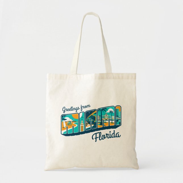 Bolso De Tela Saludos de Miami la Florida (Frente)