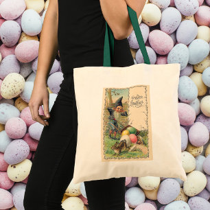 Bolso De Tela Saludos de Pascua Victorianos Antiguos con Gnome