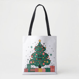 Bolso De Tela Saludos de temporada del árbol de Navidad