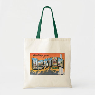 Bolso De Tela Saludos de viaje vintage de Boston Massachusetts