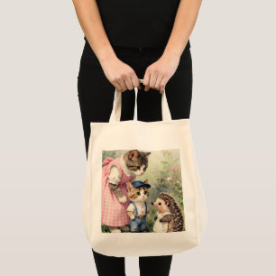 Bolso De Tela Saludos del primer día – Gatito y erizo