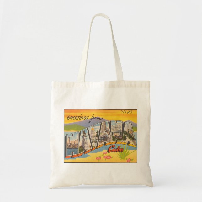 Bolso De Tela Saludos desde La Habana Cuba (Frente)