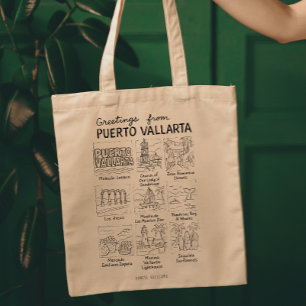Bolso De Tela Saludos desde Puerto Vallarta Boceto a Mano