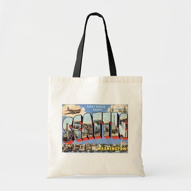 Bolso De Tela Saludos Desde Seattle, Washington Travel (Frente)