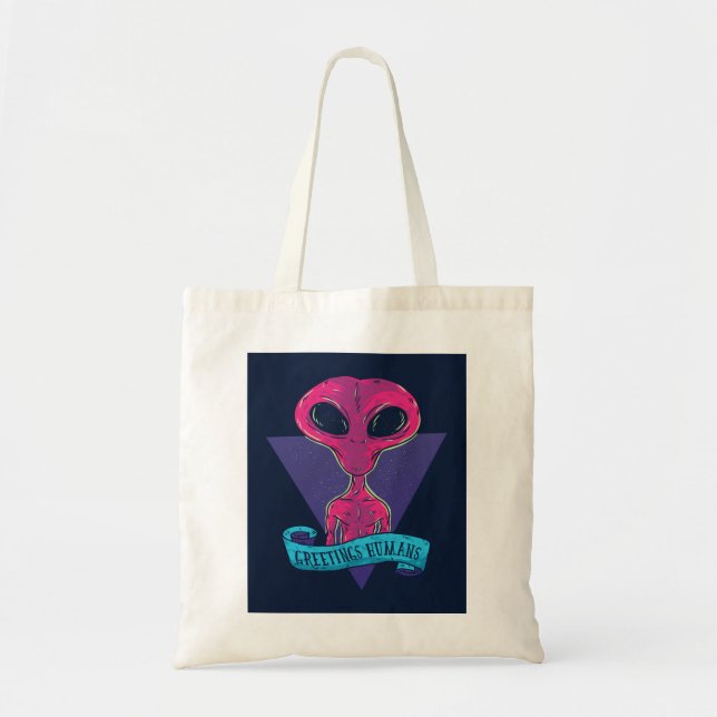 Bolso De Tela Saludos Humanos Alien (Frente)
