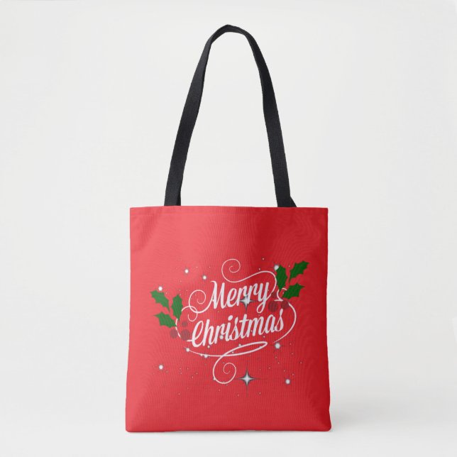 Bolso De Tela Saludos navideños felices (Anverso)