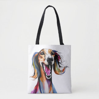 Bolso De Tela Saluki colorido - Arte de perro lindo