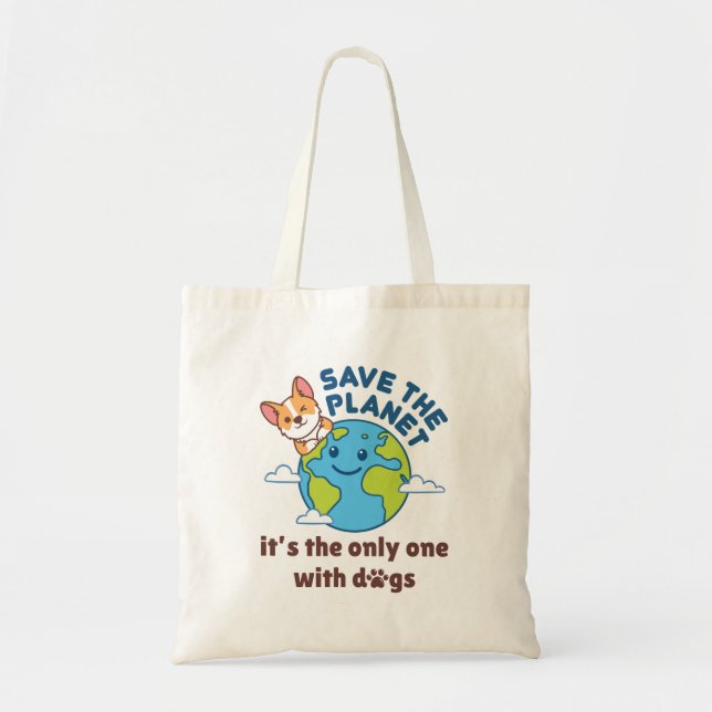 Bolso De Tela Salva el planeta es el único con perros (Frente)