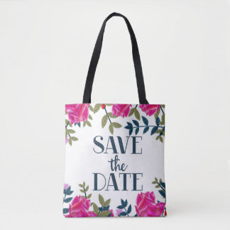 Bolso De Tela Salva la Fecha Rosas y Pétalos.