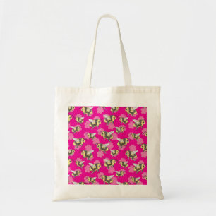 Bolso De Tela Salva las abejas sobre fondo floral rosa