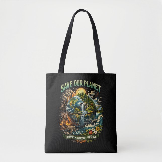Bolso De Tela Salva Nuestro Planeta (Anverso)