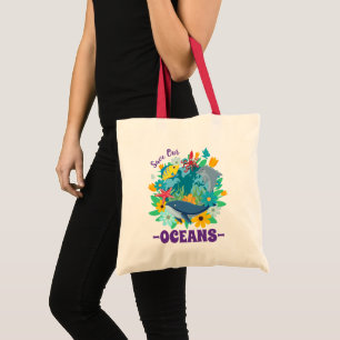 Bolso De Tela Salva nuestros océanos Flor Ballena Diseño Colorid
