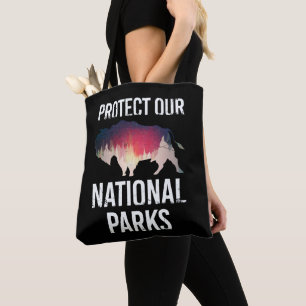 Bolso De Tela Salva Nuestros Parques Nacionales Retro Bison Expl