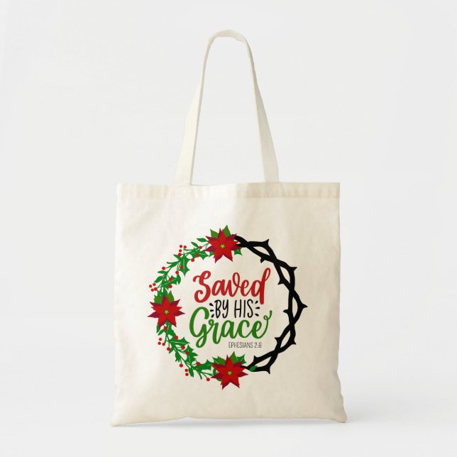 Bolso De Tela Salvado por Wreath, Navidades de Su Gracia (Frente)