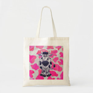 Bolso De Tela Salvaje de vaca rosa y blanco