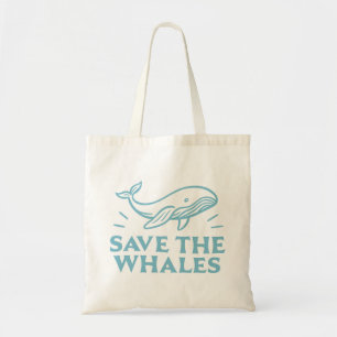 Bolso De Tela Salvar a las ballenas linda estética retro