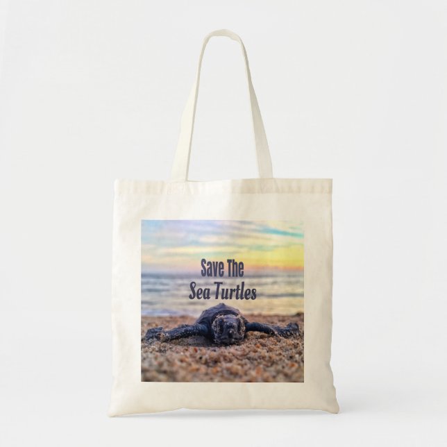 Bolso De Tela Salvar a las tortugas marinas (Frente)