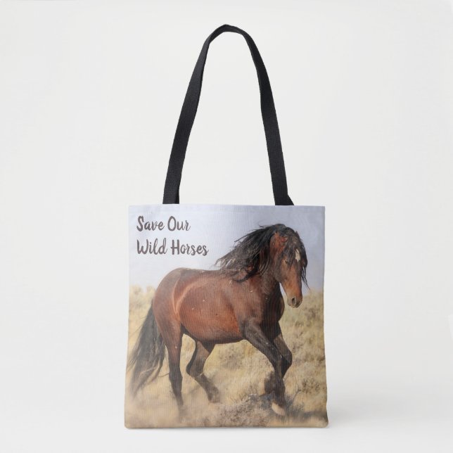 Bolso De Tela Salvar a nuestros salvajes caballos (Anverso)