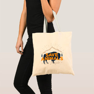 Bolso De Tela Salvar Animales Comer Personas