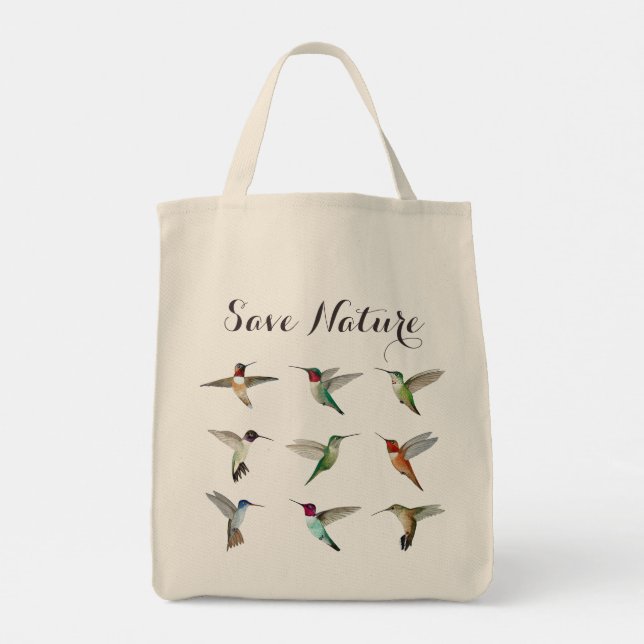 Bolso De Tela Salvar la naturaleza de los Hummingbirds norteamer (Reverso)