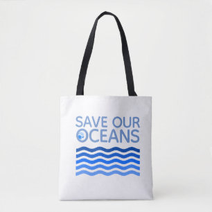 Bolso De Tela Salvar nuestros océanos ondas de tierra estilizada