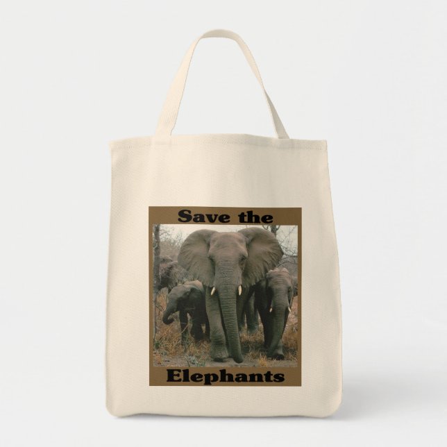 Bolso De Tela Salvemos a los elefantes (Frente)